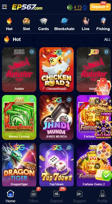 EP567 Game is presented as a mobile gaming platform that may combine casino style activitie