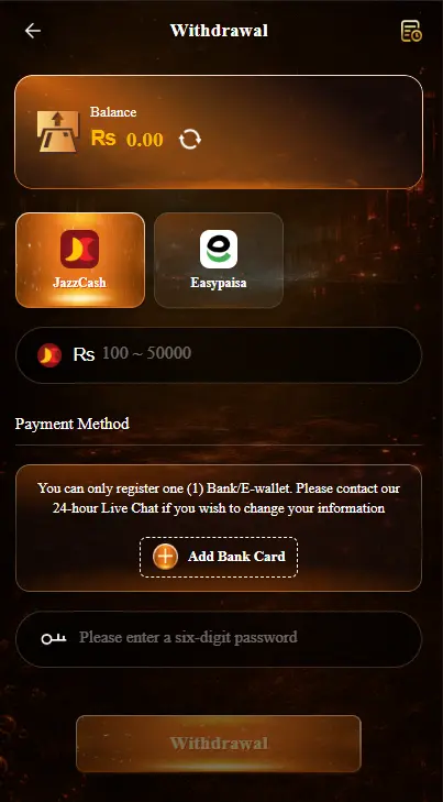 Withdrawal funds  33rs apk bet game