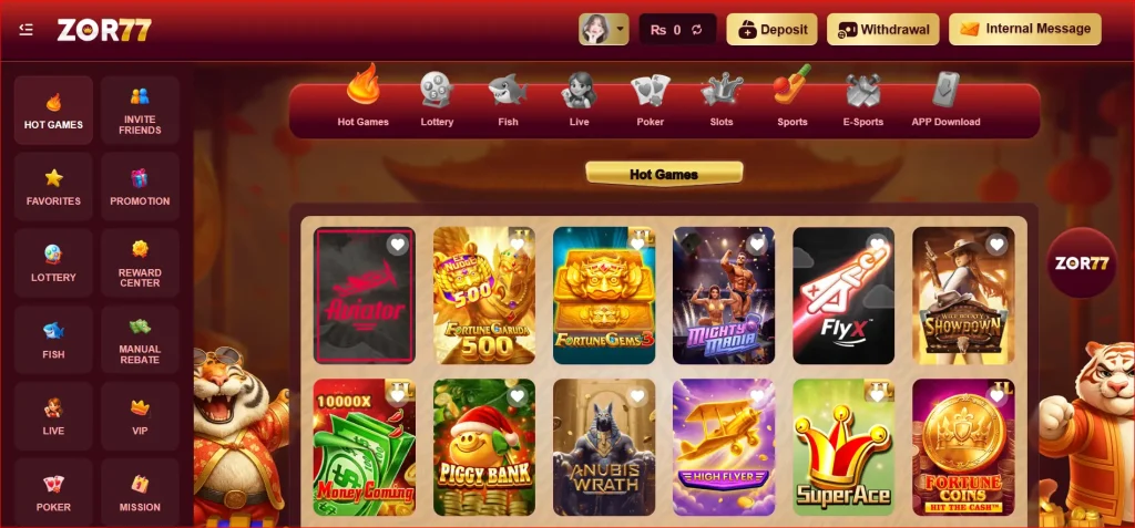 Mobile game categories available in ZOR77