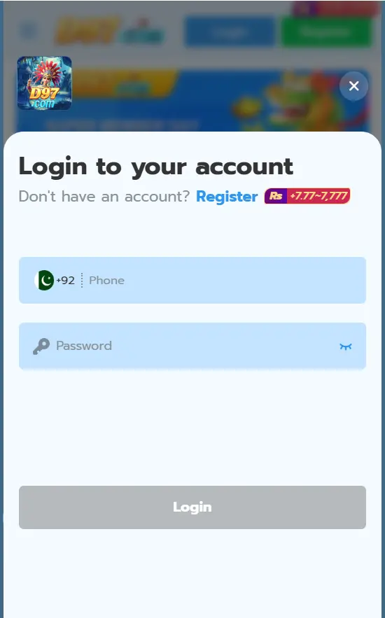 Secure account login screen for existing users