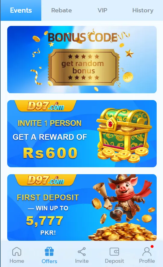 Mobile app promotions and bonus offers screen